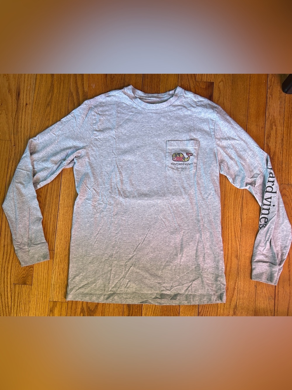 Grey Vineyard Vines Men's Maryland Long-Sleeve Pocket Tee